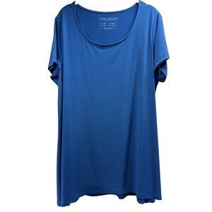 Susan Graver Modern Essentials Women's Tunic Top 1XP Petite Slinky Stretch Blue